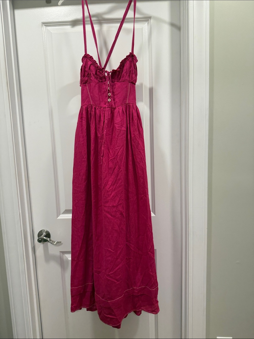 Urban Outfitters Fuchsia Maxi Slip Dress with Spaghetti Straps